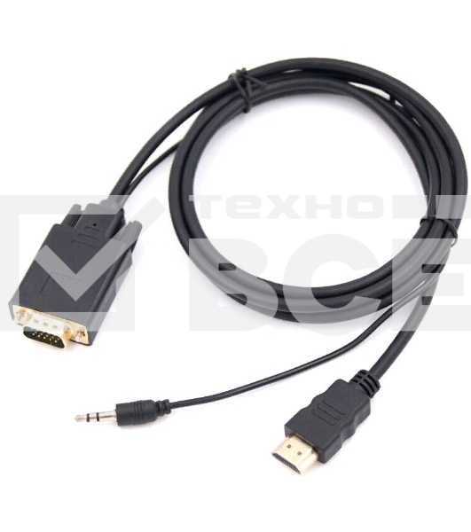 Кабель-переходник аудио-видео Premier 5-983AU HDMI (m)/VGA (m) 1.8м. черный (5-983AU 1.8)