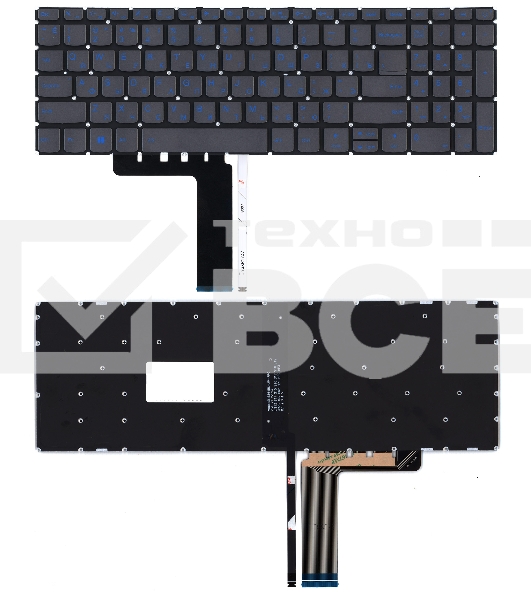 Клавиатура для ноутбука Lenovo IdeaPad L340-15 серая с голубой подсветкой