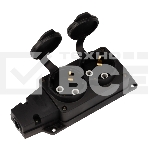 Розетка (колодка) Rexant влагозащищенная с крышкой 2 гнезда COMPACT, с/з, 16А, IP54, каучук, черный, фото 1