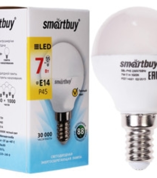 Светодиодная (LED) лампа Smartbuy-P45-07W/3000/E14