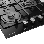 Варочная поверхность MONSHER MGG 44 Noir, High-Tech, газ, 45 см, газ-контроль, автоматический электроподжиг, чугунные решетки, форсунки под сжиженый газ, конфорки SABAF, поворотные переключатели, цвет черный, фото5
