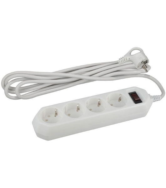 Сетевой фильтр ЭРА USF-M-4es-1.5m-W, 1.5м, белый [б0019741]