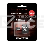 Флеш карта QUMO MicroSDHC 16GB Сlass 10 с адаптером SD, черно-красная картонная упаковка, фото 1