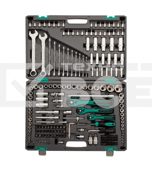 Набор инструментов STELS 141151/4'' 3/8'' 1/2'' cr-v s2 усиленный кейс 216предм.