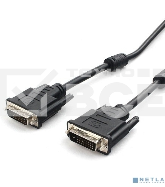 Кабель DVI-D dual link Cablexpert CC-DVI2L-BK-6, 25M/25M, 1.8м, CCS, черный, экран, феррит.кольца, пакет