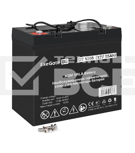 Аккумуляторная батарея ExeGate DT 1255 (12V 55Ah, болт М6)