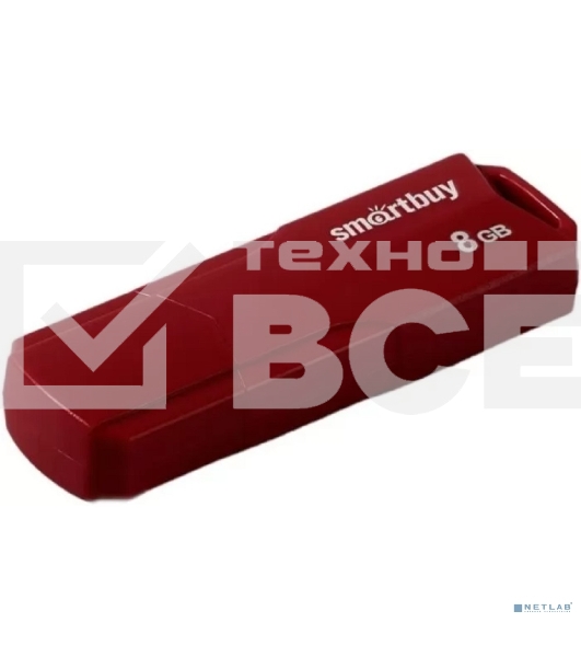 Флешка USB Smartbuy CLUE Burgundy (SB8GbCLU-BG), 8Gb, USB 2.0, R/W 15/8, красный