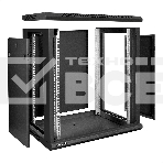 Шкаф телекоммуникационный 19' настенный 12U ExeGate EC-WM-12U.450.G.BLACK (19', 12U, 600x450x635 мм (ШхГхВ), передняя дверь закаленное стекло, съемные боковые панели, пыле- и влагозащита IP23, черный RAL 9004), фото4