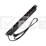 Блок распределения питания Rexant для 19' шкафов, горизонтальный, 9 розеток СЕЕ 7/4, 16A, без выкл, алюм корп, шнур 2м, вилка СЕЕ 7/7, фото9