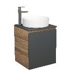 Тумба Bau Dream Blackwood 50 графит, раковина BAU Dream круглая D41, смеситель для раковины высокий Hotel Still, нержавеющая сталь, фото2
