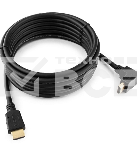 Кабель Cablexpert HDMI CC-HDMI490-15, 19M/19M, v2.0, медь, позол.разъемы, экран, угловой, 4.5м, черный, пакет
