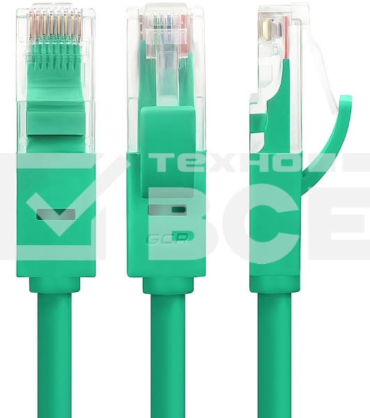 Патч-корд Greenconnect Патч-корд UTP прямой 1 m AWG24 кат.5е,  RJ45,  медь, литой (Зеленый), пластик пакет (GCR-LNC05-1.0m)