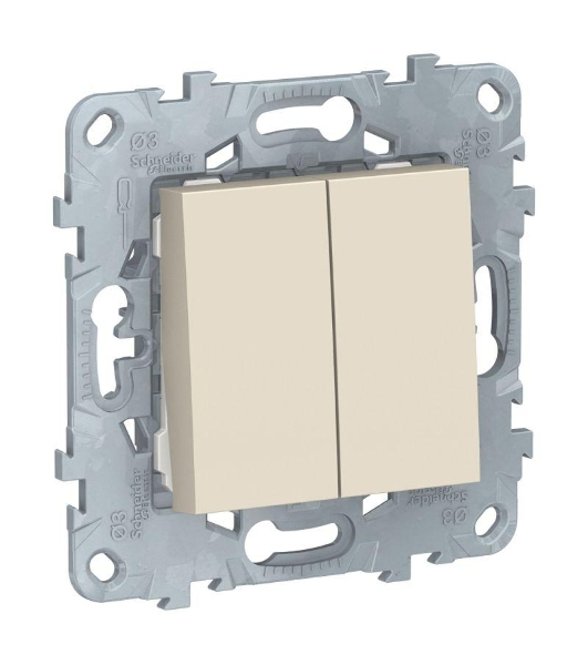 Переключатель 2-кл. UNICA NEW 2х(сх.6) 10AX 250В беж. SchE NU521344