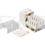 Модуль Keystone, RJ45, кат.5E, UTP, 90 градусов, узкий, со шторкой, белый, фото 1