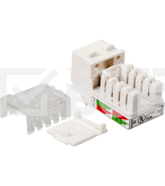 Модуль Keystone, RJ45, кат.5E, UTP, 90 градусов, узкий, со шторкой, белый