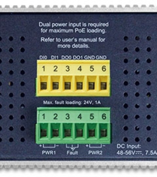 Коммутатор PLANET IGS-6325-8UP2S IP30 DIN-rail Industrial L3 8-Port 10/100/1000T 802.3bt PoE + 2-port 1G/2.5G SFP Full Managed Switch (-40 to 75 C, 8-port 95W PoE++, 802.3bt/PoH/Force modes, dual redundant power input on 48~56VDC terminal block, DIDO, ERPS Ring, 1588 PTP TC, Modbus TCP, ONVIF, Cybersecurity features, Hardware Layer3 OSPFv2 and IPv4/IPv6 Static Routing, supports MQTT, supports 100FX, 1000X and 2.5G SFP)