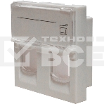 Панель Suprlan 10-0302-1, лицевая со шторкой 45x45, 2xKeystone ABS пластик, белый, фото3