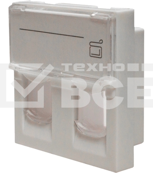 Панель Suprlan 10-0302-1, лицевая со шторкой 45x45, 2xKeystone ABS пластик, белый