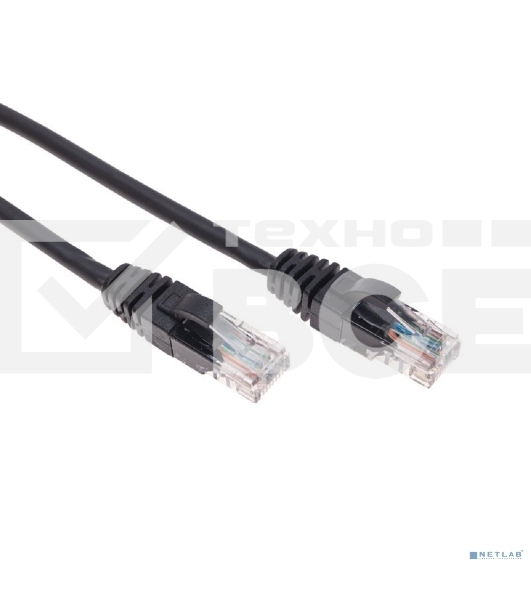 Патч-корд U/UTP, CAT 5e, RJ45-RJ45, 26AWG, ZH нг(А)-HF, черный, 1м  REXANT