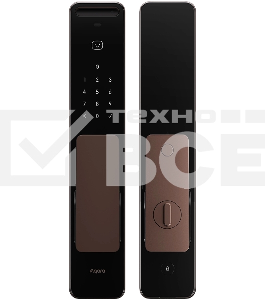 Умный замок Aqara ML-D01D врезной разбл.отпеч.паль./код/пар/NFC/прил/мех.кл 5000mAh бронзовый/черный