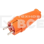 Вилка Rexant  влагозащищенная прямая COMPACT, с/з, 16А, IP44, каучук, оранжевая, фото 1