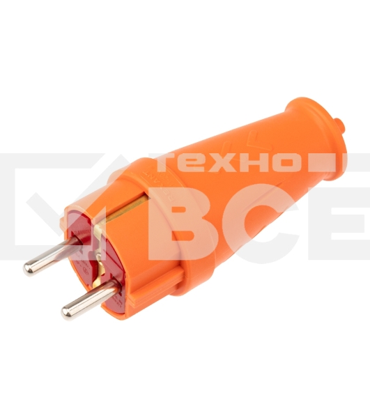 Вилка Rexant  влагозащищенная прямая COMPACT, с/з, 16А, IP44, каучук, оранжевая