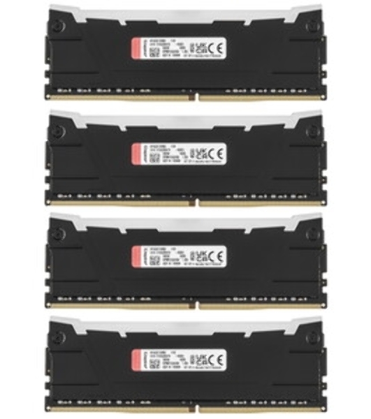 Оперативная память Kingston Fury Renegade, DDR4, 128GB (4x32GB), 3200MHz, CL16, DIMM, радиатор, черный