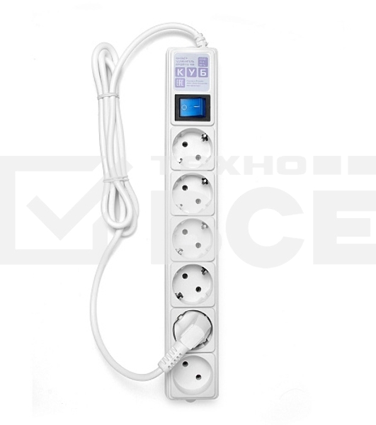 Сетевой фильтр Power Cube 1,9 м 6 розеток (белый) 16B/3,5кВт