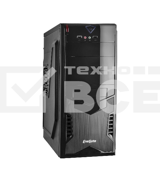 Компьютерный корпус Miditower Exegate CP-601 Black, ATX, <CP500W, 80mm>, 2*USB, Audio