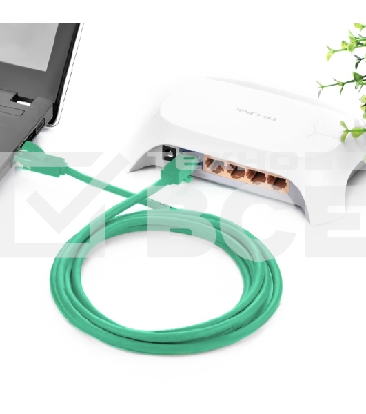 Патч-корд Greenconnect Патч-корд UTP прямой 1 m AWG24 кат.5е,  RJ45,  медь, литой (Зеленый), пластик пакет (GCR-LNC05-1.0m)