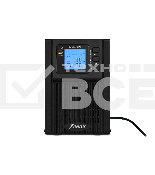 Источник бесперебойного питания PowerMan Online 1000 PLUS (1000ВА/800Вт, Online-Double conversion/LCD Display/USB/Software/RJ11/45,RS-232)