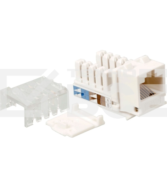 Модуль Keystone, RJ45, кат.5E, UTP, 90 градусов, узкий, со шторкой, белый