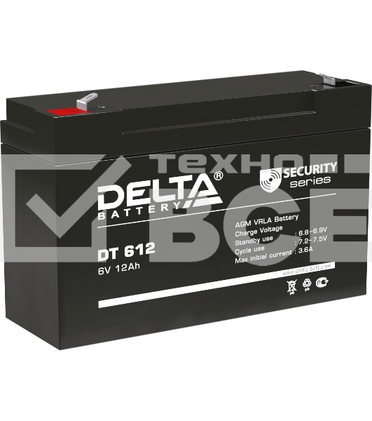 Аккумуляторная батарея Delta series DT, DT 612, voltage 6V, capacity 12Ah (discharge 20 hours)