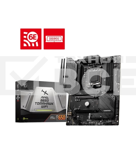 Материнская плата MSI MAG B650 TOMAHAWK WIFI, AM5, AMD B650, 4xDDR5, 6xSATA, 3xM.2, 1xPCI-E 4.0 x16, 1xPCI-E 4.0 x2, 1xHDMI, 1xDisplayPort, 1xUSB Type-C, 1x2.5Gb LAN, 2xUSB-A 2.0, 3xUSB-A 3.2 Gen 1, 3xUSB-A 3.2 Gen 2, 5x3.5 мм, 7.1, Standard-ATX