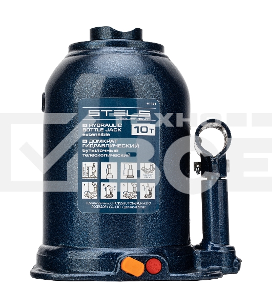 Домкрат гидравлический бутылочный телескопический, 10 т, подъем 180-430 мм Stels