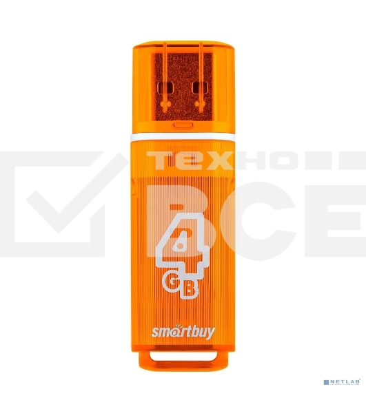 Флеш диск 4Gb USB Drive <USB2.0> Smartbuy Glossy series Orange (SB4GBGS-Or)