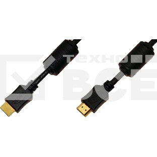Кабель соединительный аудио-видео Premier 5-813 HDMI (m)/HDMI (m) 1.5м. феррит.кольца черный (5-813 1.5)