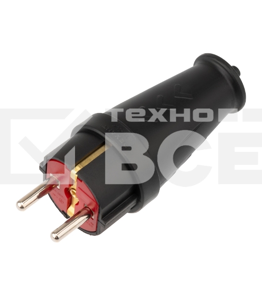 Вилка Rexant влагозащищенная прямая COMPACT, с/з, 16А, IP44 каучук, черная