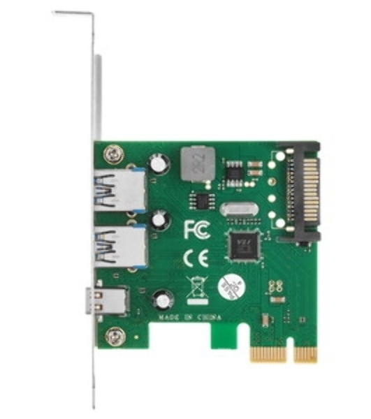 Контроллер ExeGate EXE-323 PCI-E 2.0, 2*USB 3.0 ext + 1*Type-C, разъем доп.питания (OEM)