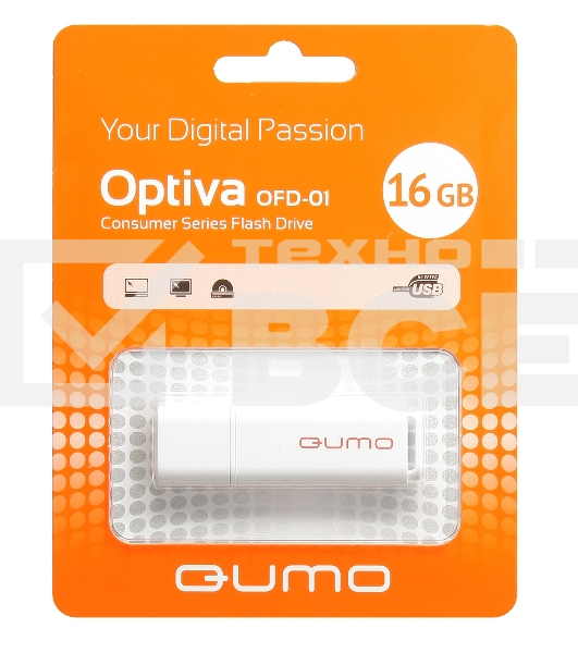 Флэш Диск QUMO 16GB Optiva 01 White QM16GUD-OP1-white