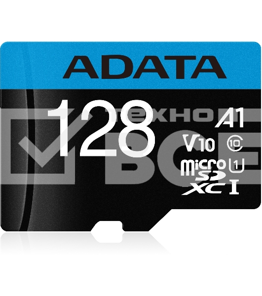 Флеш карта Micro SecureDigital 128Gb ADATA AUSDX128GUICL10A1-RA1 {MicroSDXC Class 10 UHS-I, SD adapter}