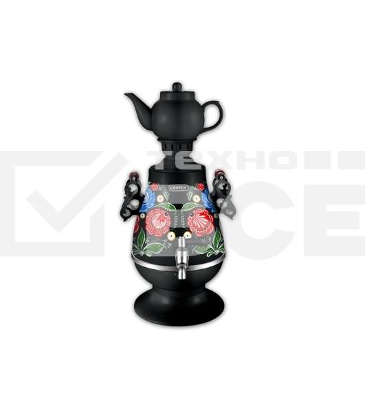 Самовар Centek CT-0091 B (черн+рисунок), 4.0л, 2300Вт, поддерж.t + LED индикатор, керам заварник