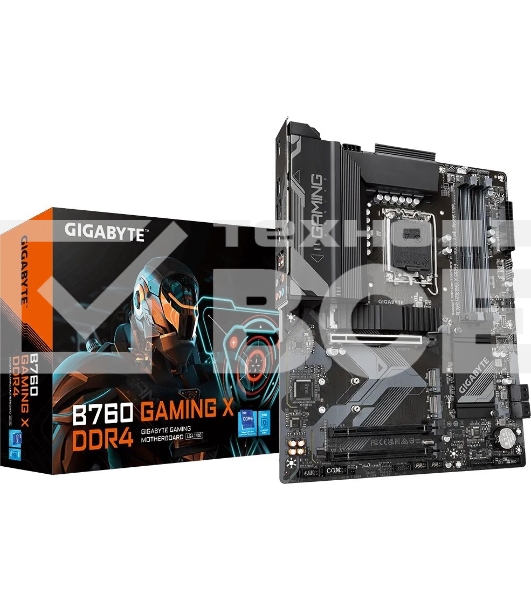 Материнская плата Gigabyte B760 GAMING X DDR4, LGA 1700, Intel B760, 4xDDR4, 4xSATA, 3xM.2, 1xPCIe 4.0 x16, 2xPCIe 3.0 x1, 1xHDMI, 1xDP, 1x 2.5Gb LAN, 1xUSB 3.2 Gen 2, 2xUSB-A 3.2 Gen 1, 5xUSB-A 2.0, 6x3.5 мм, 7.1, ATX