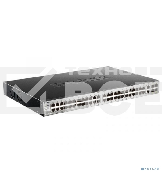 Управляемый L3 стекируемый коммутатор D-Link DGS-3130-54TS/B1A PROJ с 48 портами 10/100/1000Base-T, 2 портами 10GBase-T и 4 портами 10GBase-X SFP+