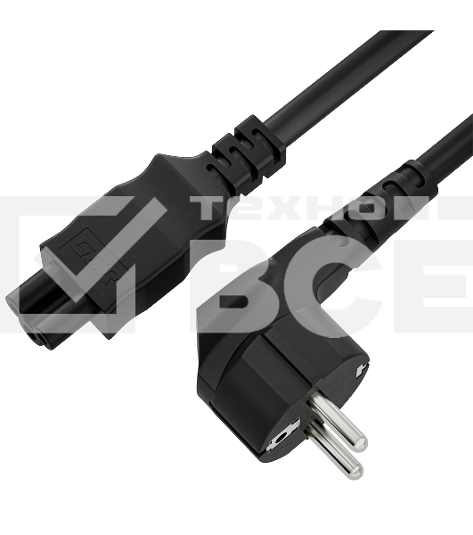 Кабель питания для ноутбука 3.0m, Евровилка угловая - С5, черный, 3*0,5mm, GCR-54408