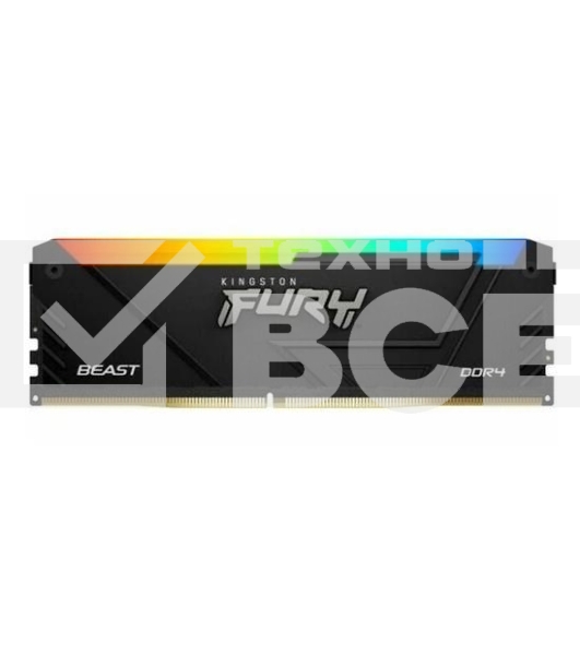 Оперативная память Kingston Fury Beast, DDR4, 16GB (1x16GB), 3200MHz, CL16, с радиатором, RGB, чёрный