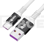 Кабель GCR 0.5m, TypeC POWER DELIVERY 60 W, 5A max, быстрая зарядка, белый TPE, AL case черный, белый ПВХ, 28/22 AWG, GCR-53655, фото 1