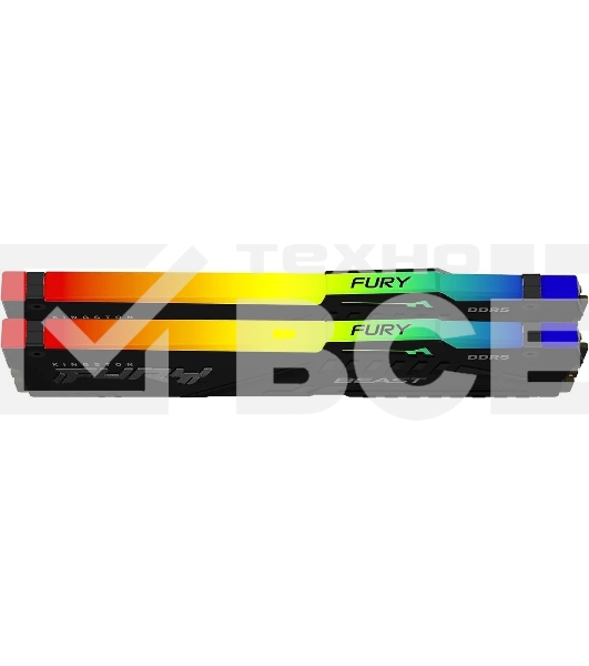 Оперативная память Kingston Fury Beast, DDR5, 64GB (2x32GB), 5600MHz, CL40, с радиатором, RGB, черный