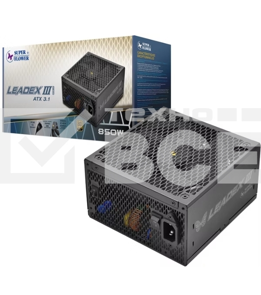 Блок питания Super Flower Power Supply Leadex III Gold SF-850F14GE(GL), 850W, ATX 3.1, 140mm, 8xSATA, 3xPCI-E(6+2), 1x12VHPWR(12+4), APFC, 80+ Gold, Full Modular