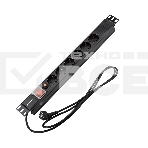 Блок распределения питания Rexant для 19' шкафов, горизонтальный, 6 розеток СЕЕ 7/4, 16A, фильтр, выкл, алюм корп, шнур 2м, вилка СЕЕ 7/7, фото9